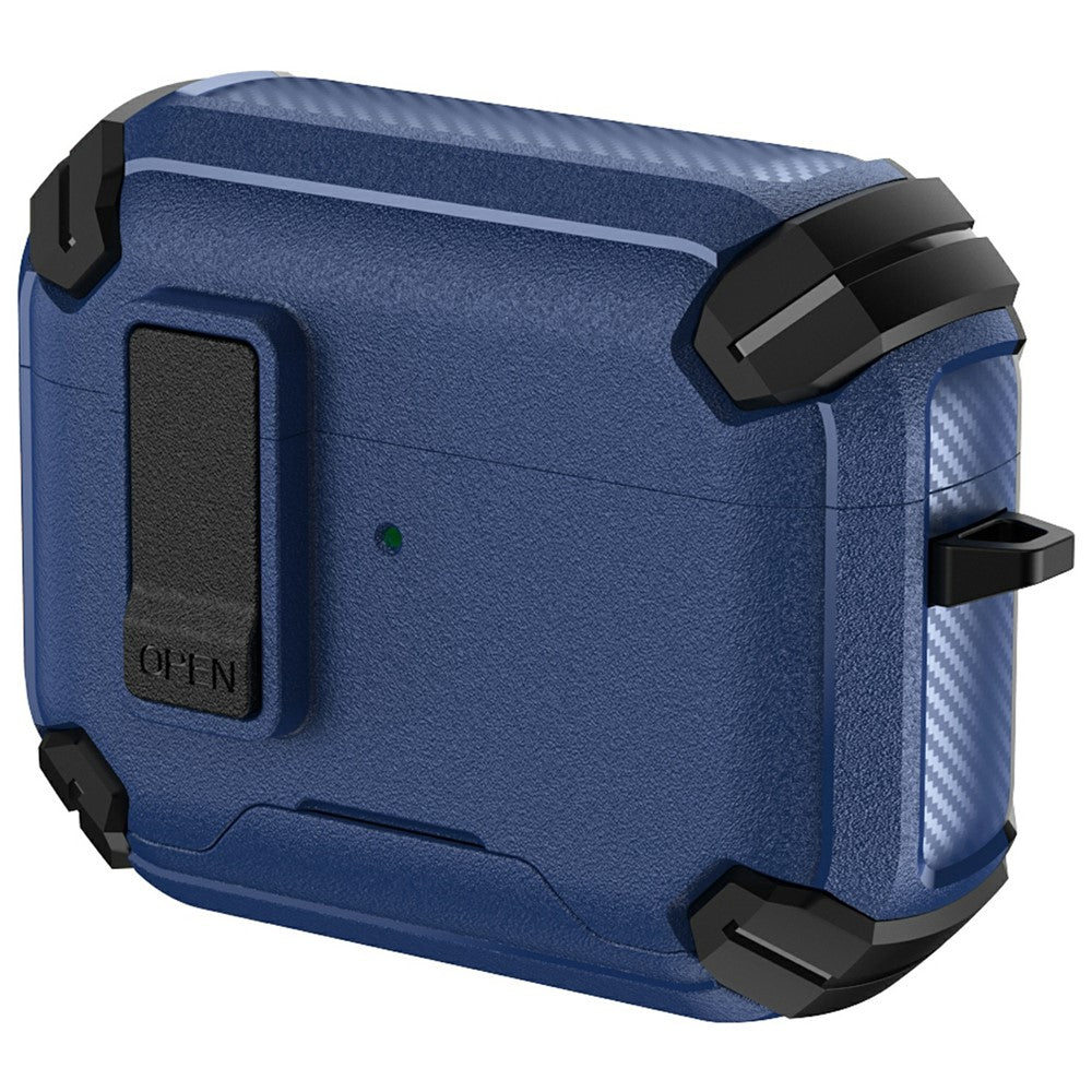 Compatible With  AirPods 5 / 4 Earphone Case Phone Stand TPU + PC Shockproof Cover with Carabiner - Black / Blue