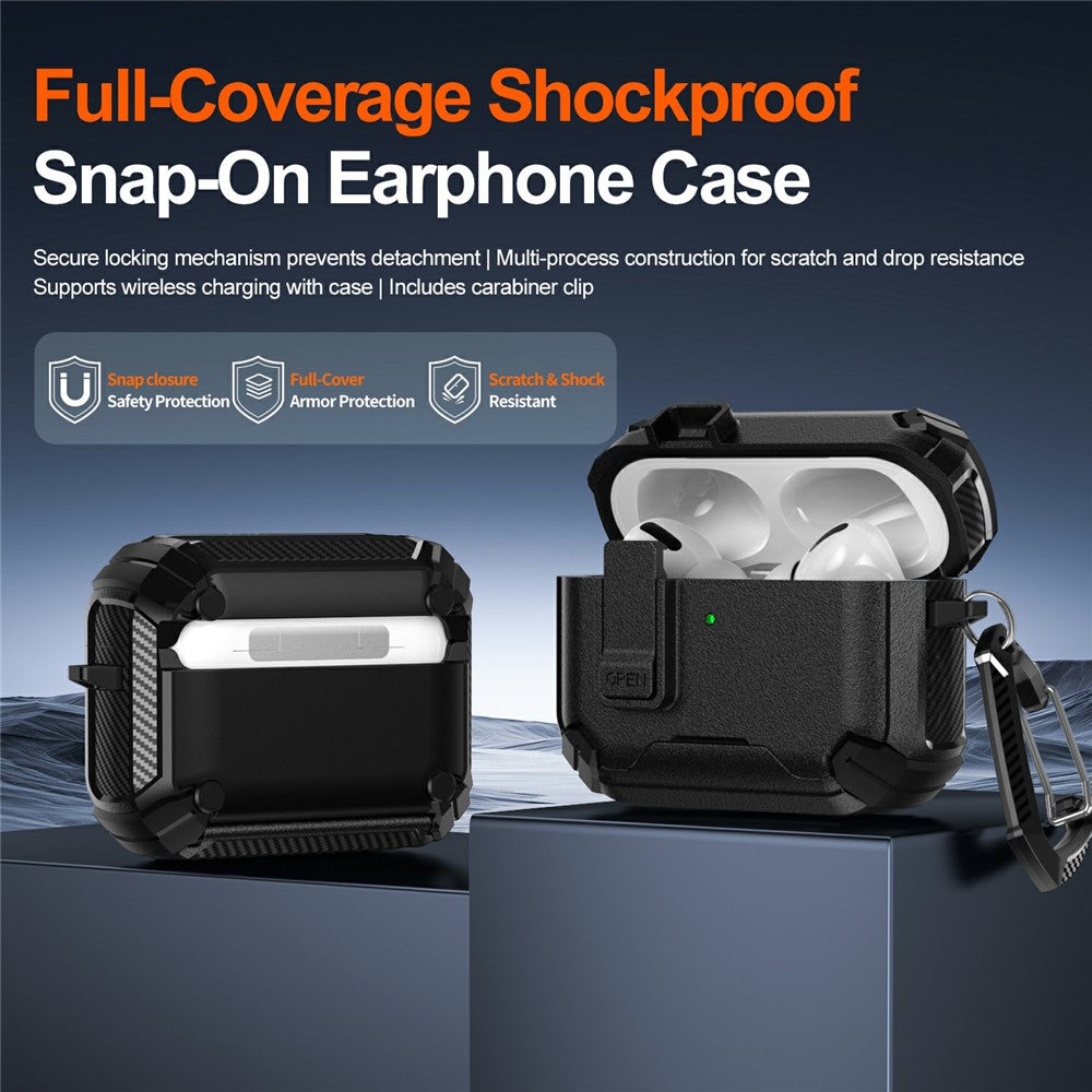 Compatible With  AirPods 5 / 4 Earphone Case Phone Stand TPU + PC Shockproof Cover with Carabiner - Black / Blue