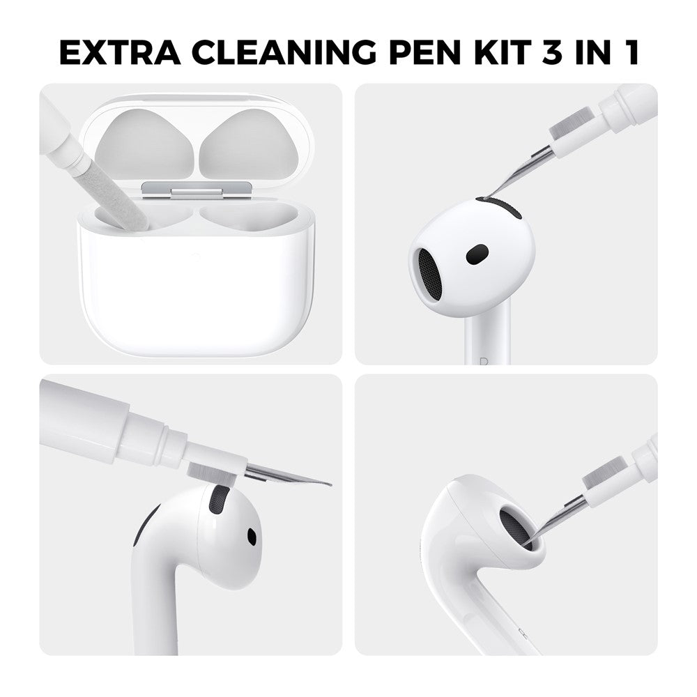 AHASTYLE JY21 Compatible With  AirPods 5 / 4 Protective Case Game Console Design Split Silicone Earphone Cover with Carabiner and Cleaning Pen - Light Grey