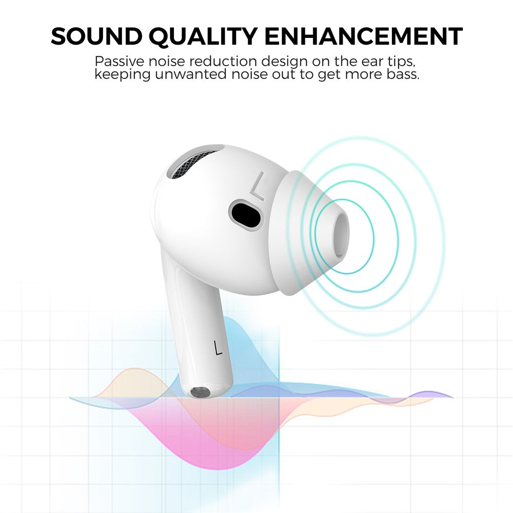 AHASTYLE PT66-4 1 Pair Compatible With  AirPods 5 / 4 Silicone Ear Tips Anti-slip Noise Isolation Ear Covers - White