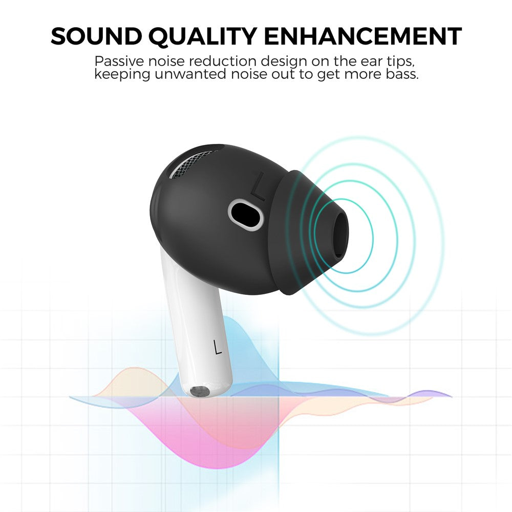 AHASTYLE PT66-4 1 Pair Compatible With  AirPods 5 / 4 Silicone Ear Tips Anti-slip Noise Isolation Ear Covers - Black