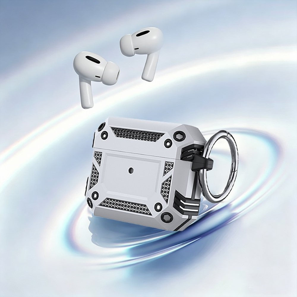 Compatible With  AirPods 5 / 4 Case Magnetic PC + TPU Shockproof Protection Earphone Cover with Keychain - Silver