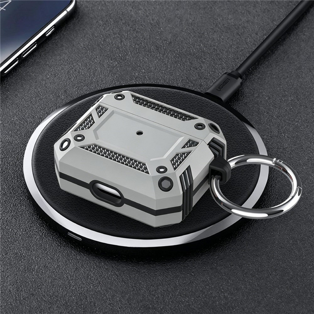 Compatible With  AirPods 5 / 4 Case Magnetic PC + TPU Shockproof Protection Earphone Cover with Keychain - Silver