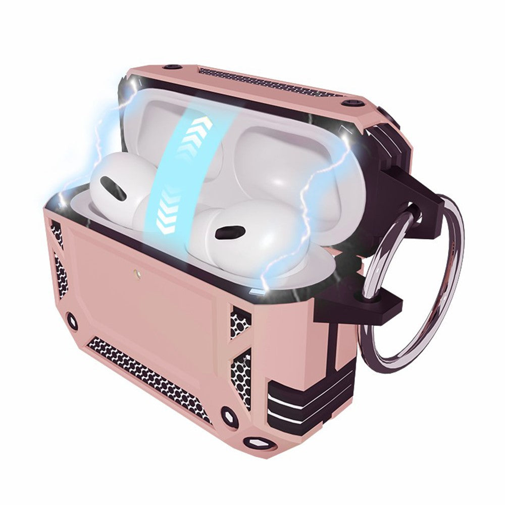 Compatible With  AirPods 5 / 4 Case Magnetic PC + TPU Shockproof Protection Earphone Cover with Keychain - Rose Gold