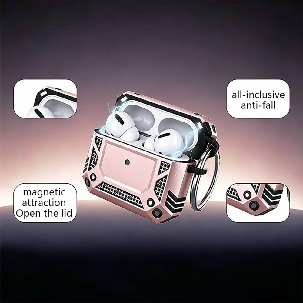 Compatible With  AirPods 5 / 4 Case Magnetic PC + TPU Shockproof Protection Earphone Cover with Keychain - Rose Gold