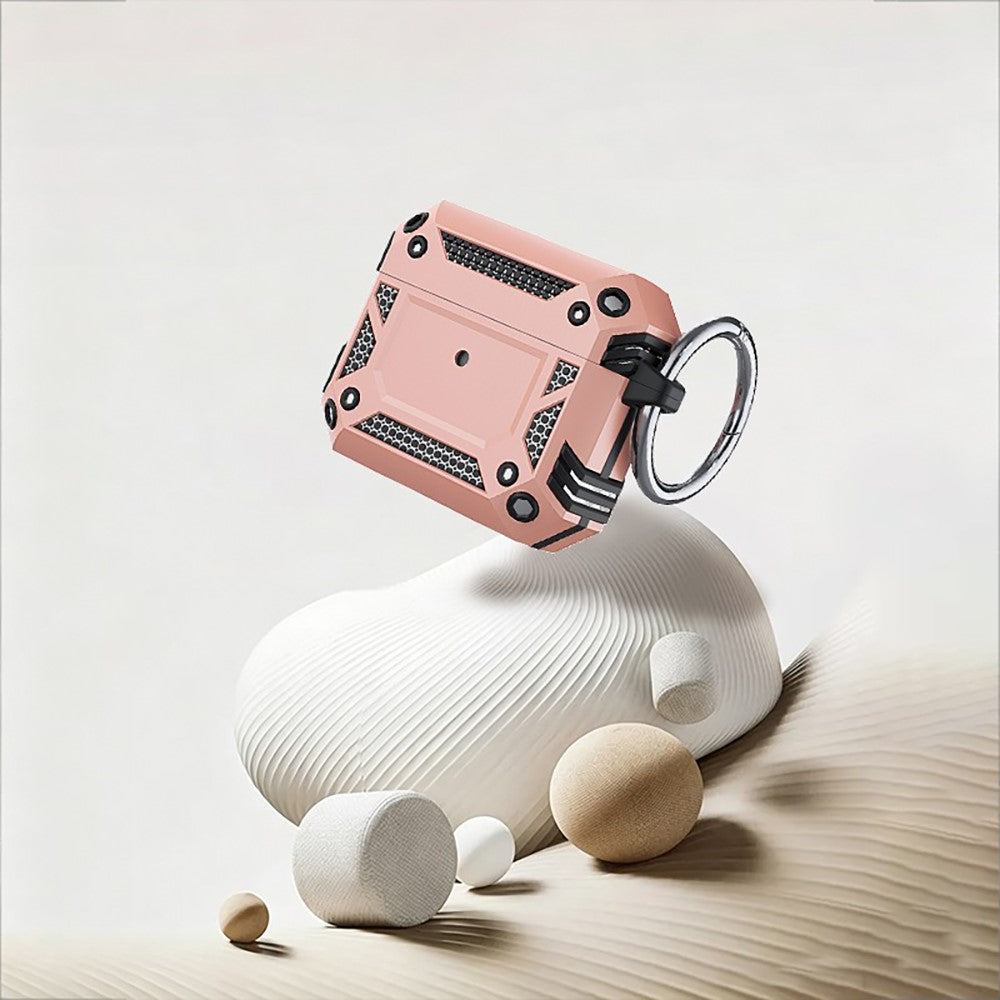 Compatible With  AirPods 5 / 4 Case Magnetic PC + TPU Shockproof Protection Earphone Cover with Keychain - Rose Gold