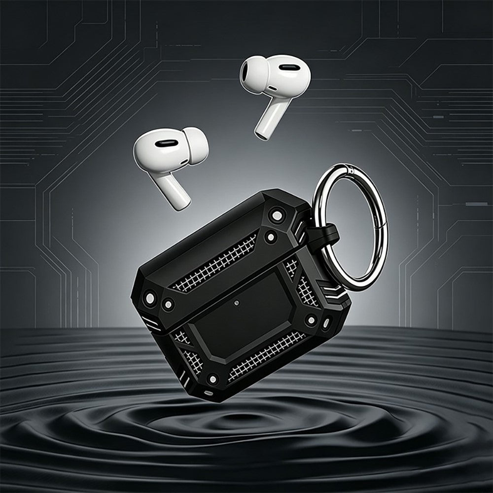 Compatible With  AirPods 5 / 4 Case Magnetic PC + TPU Shockproof Protection Earphone Cover with Keychain - Black
