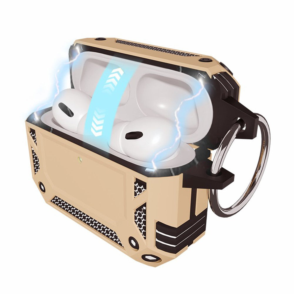 Compatible With  AirPods 5 / 4 Case Magnetic PC + TPU Shockproof Protection Earphone Cover with Keychain - Gold