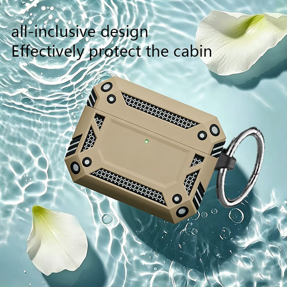 Compatible With  AirPods 5 / 4 Case Magnetic PC + TPU Shockproof Protection Earphone Cover with Keychain - Gold