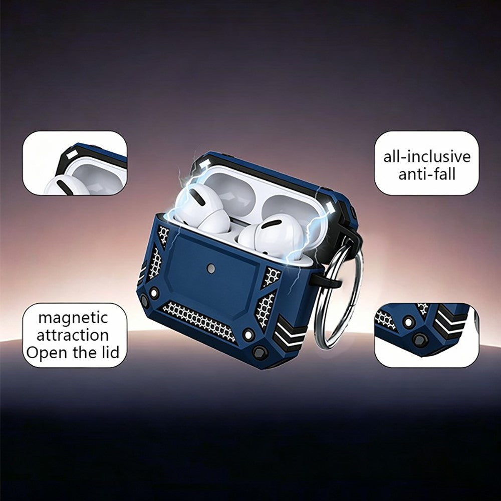 Compatible With  AirPods 5 / 4 Case Magnetic PC + TPU Shockproof Protection Earphone Cover with Keychain - Blue