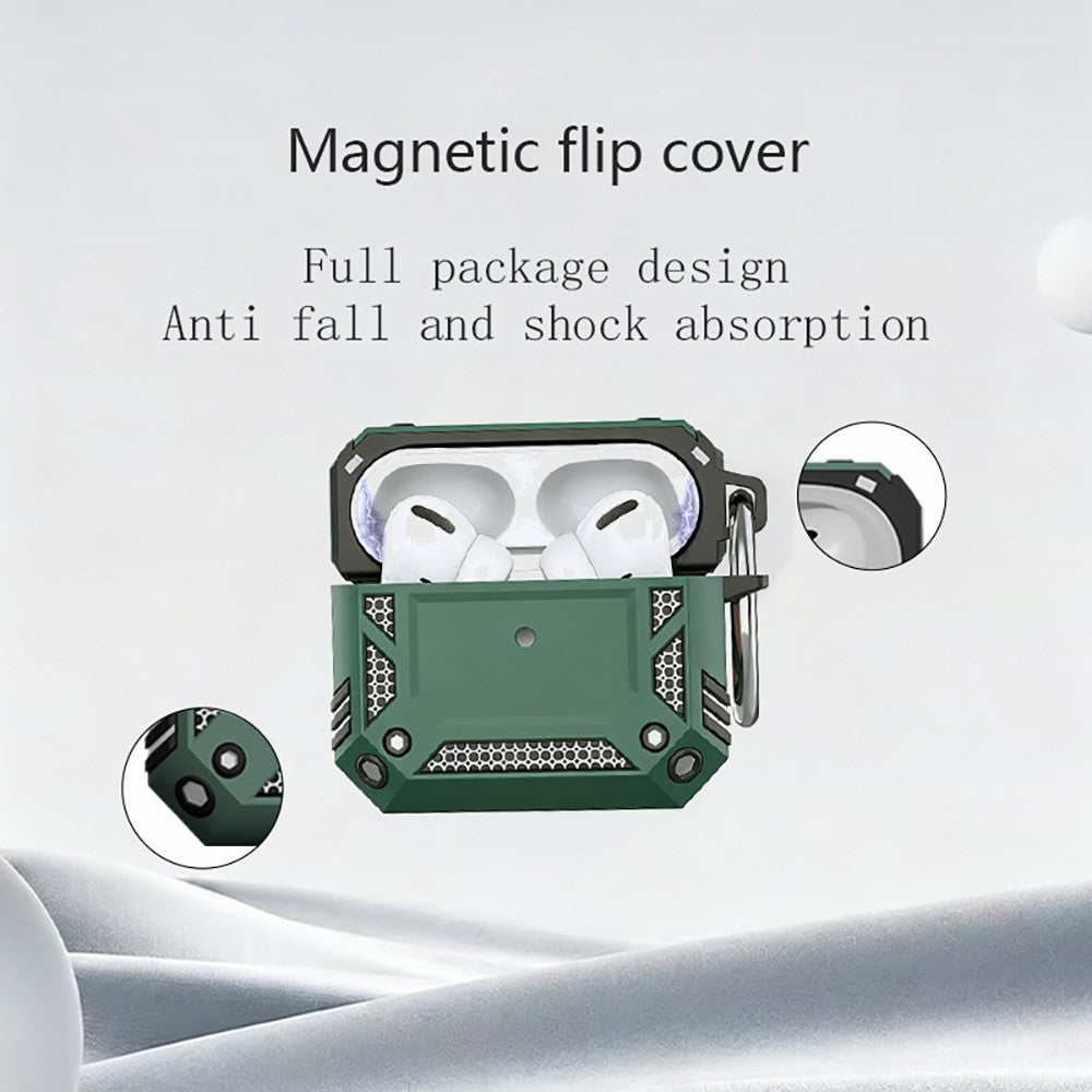 Compatible With  AirPods 5 / 4 Case Magnetic PC + TPU Shockproof Protection Earphone Cover with Keychain - Green