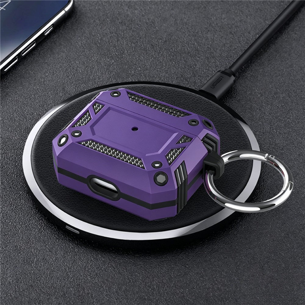 Compatible With  AirPods 5 / 4 Case Magnetic PC + TPU Shockproof Protection Earphone Cover with Keychain - Purple