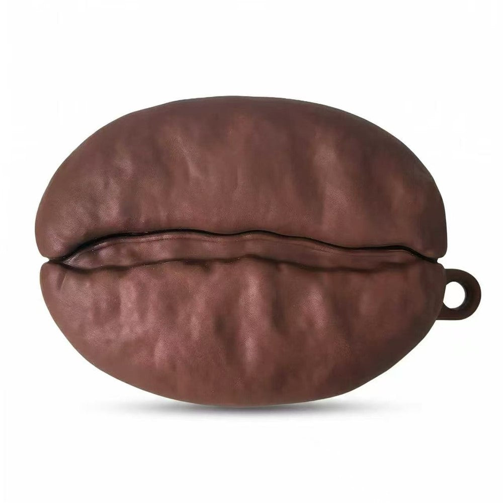 Compatible With  AirPods 5 / 4 Silicone Case Coffee Bean Protective Cover with Pendant Keychain - Coffee
