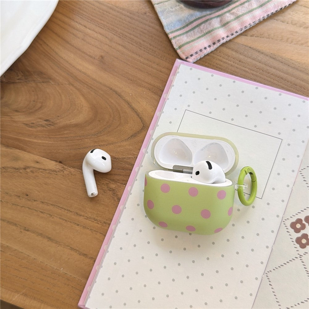 Polka Dot Case Compatible With  Apple AirPods 3 Soft TPU Protective Cover with Carabiner Clip