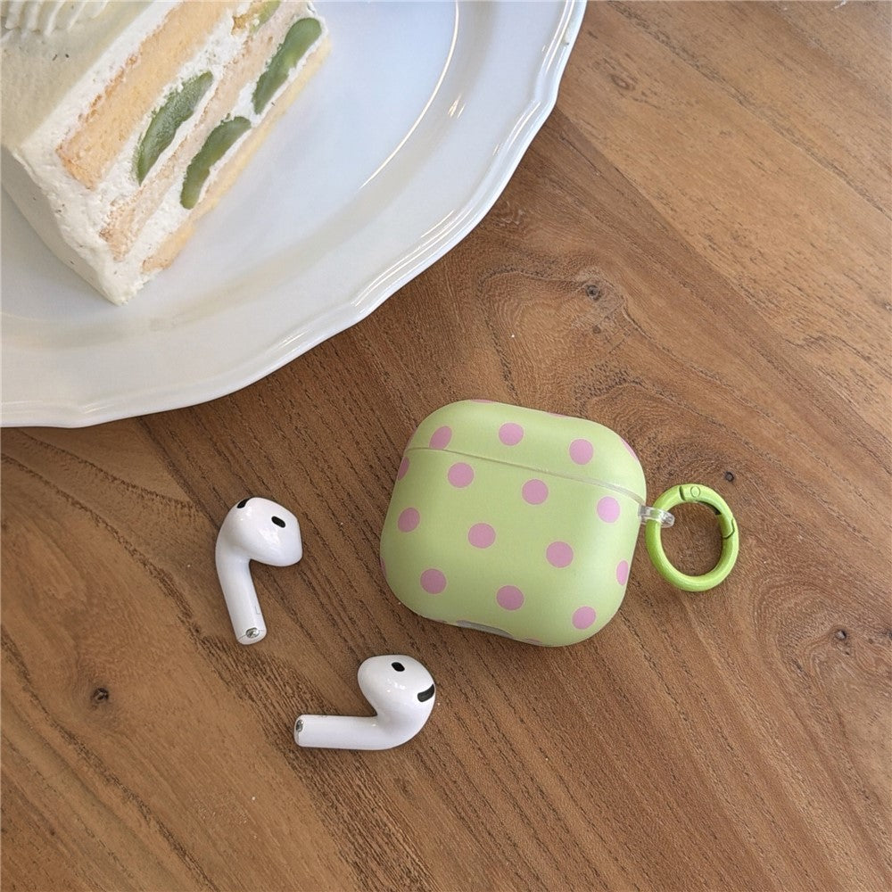 Polka Dot Case Compatible With  Apple AirPods 3 Soft TPU Protective Cover with Carabiner Clip