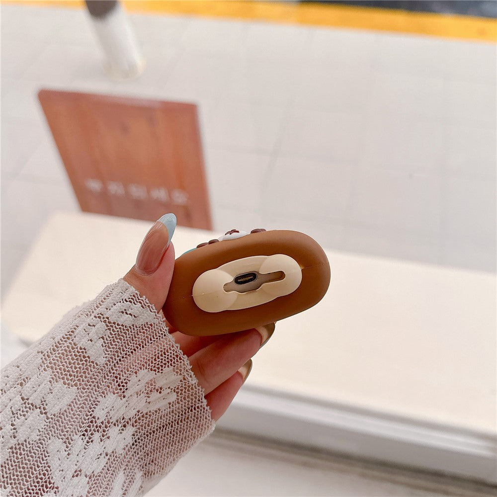 Compatible With  AirPods 5 / 4 Silicone Case Cartoon Swimming Ring Bear Earphone Protective Cover with Carabiner