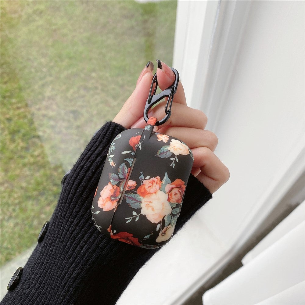Compatible With  AirPods 5 / 4 Rose Flower Pattern Silicone Case Protective Cover with Anti-Lost Hook