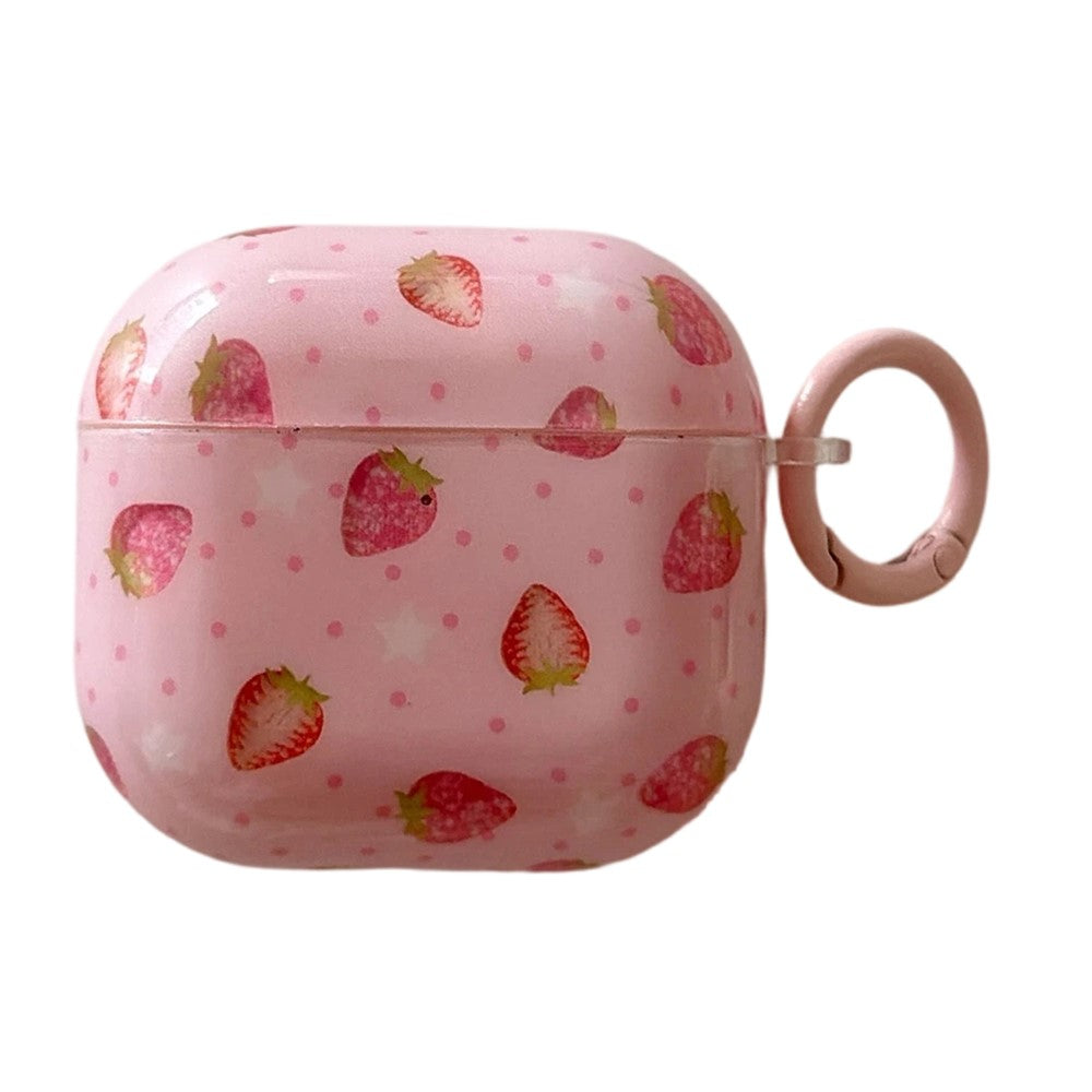 Compatible With  AirPods 5 / 4 Case Strawberry Pattern TPU Earphone Protective Cover with Carabiner