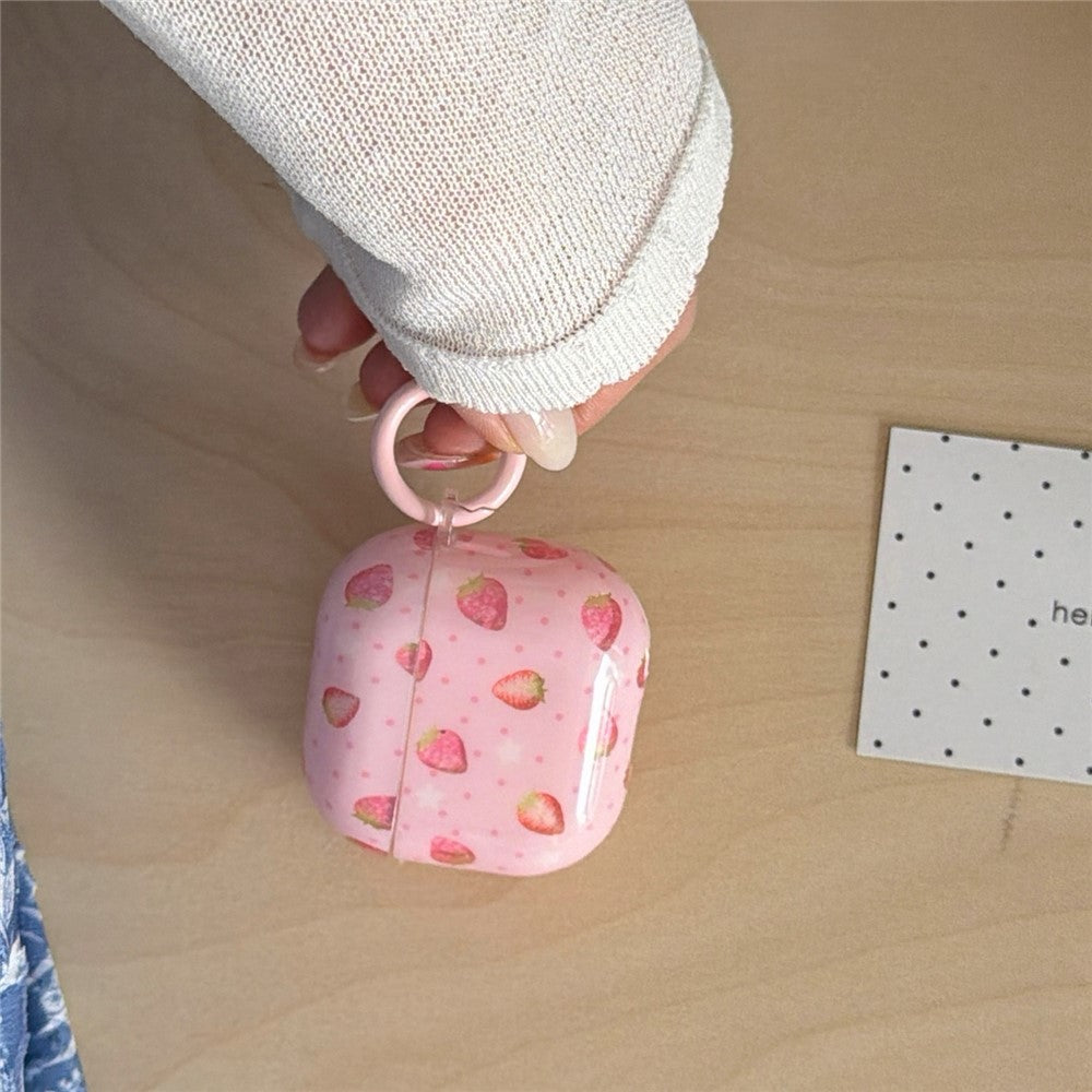 Compatible With  AirPods 5 / 4 Case Strawberry Pattern TPU Earphone Protective Cover with Carabiner
