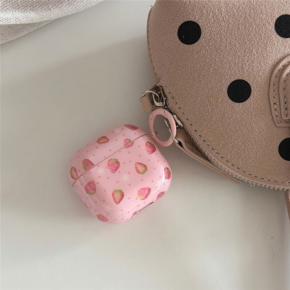 Compatible With  AirPods 5 / 4 Case Strawberry Pattern TPU Earphone Protective Cover with Carabiner