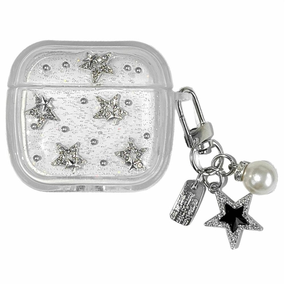 TPU Case Compatible With  AirPods 5 / 4 Glitter Star Protective Cover with Metal Chain Pendant