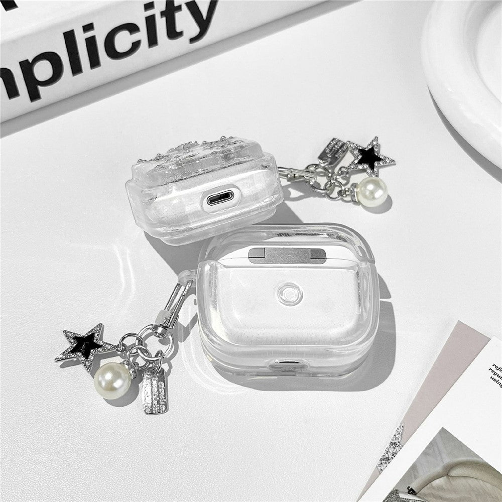 TPU Case Compatible With  AirPods 5 / 4 Glitter Star Protective Cover with Metal Chain Pendant