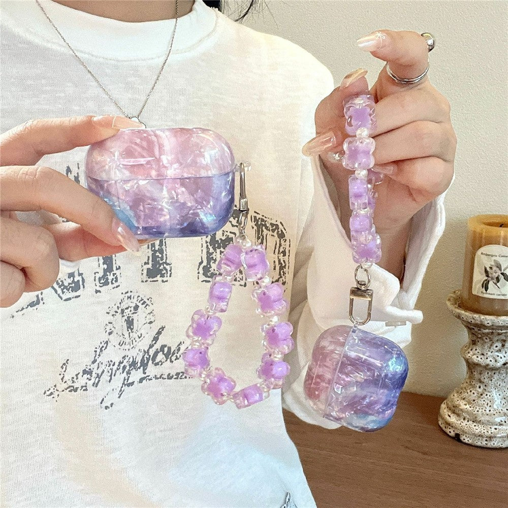 Compatible With  AirPods 5 / 4 Protective Case IMD Gradient TPU Earphone Cover with Flower Bracelet