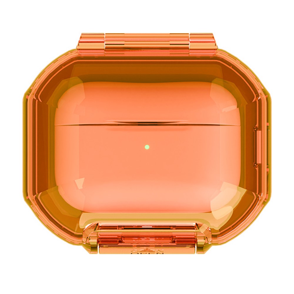 Protective Case Compatible With  AirPods Pro 3 / Pro 2 / Pro / AirPods 5 / 4 / 3 , Hard PC Magnetic Waterproof Shockproof Cover - Transparent Orange
