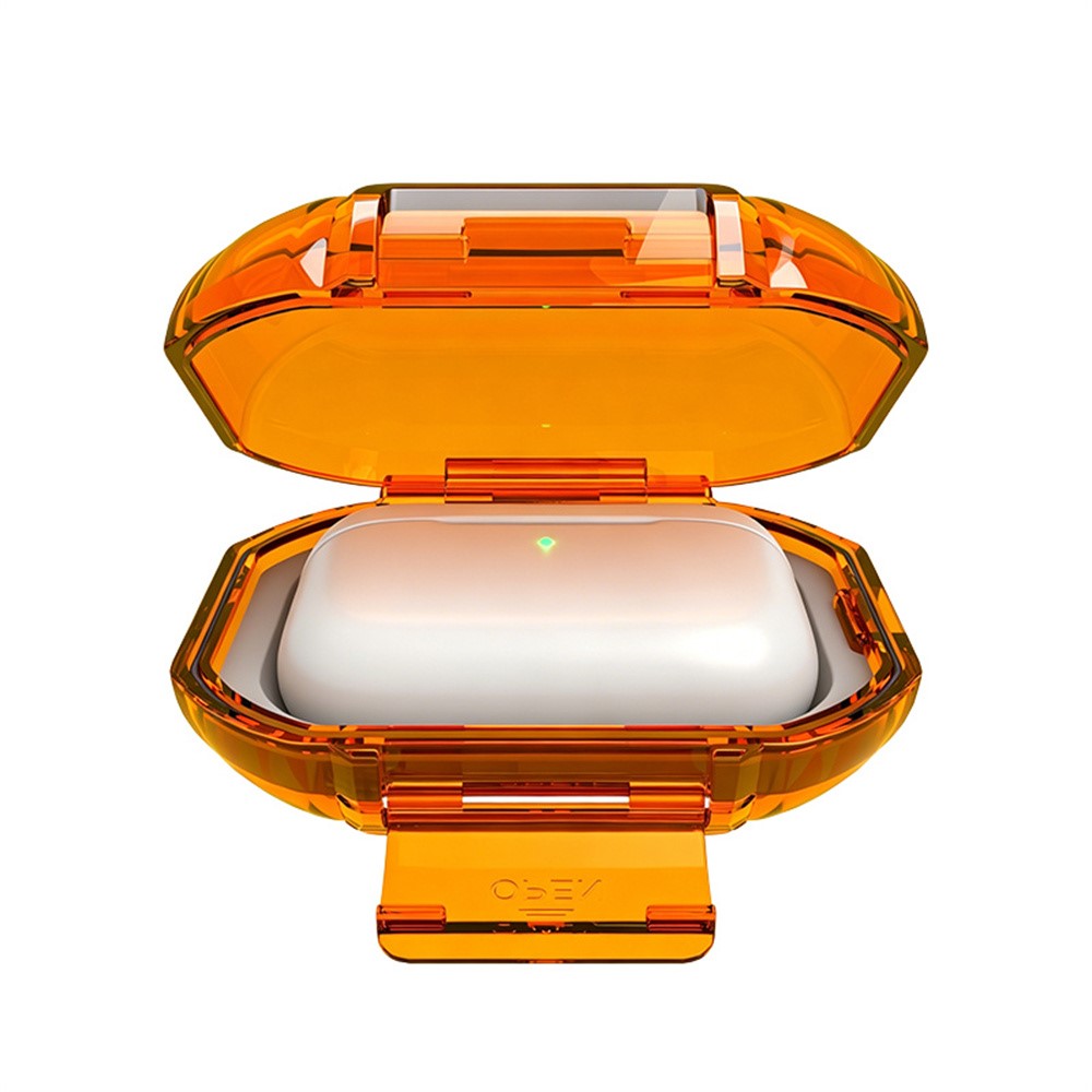 Protective Case Compatible With  AirPods Pro 3 / Pro 2 / Pro / AirPods 5 / 4 / 3 , Hard PC Magnetic Waterproof Shockproof Cover - Transparent Orange