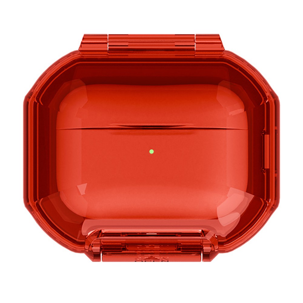 Protective Case Compatible With  AirPods Pro 3 / Pro 2 / Pro / AirPods 5 / 4 / 3 , Hard PC Magnetic Waterproof Shockproof Cover - Transparent Red