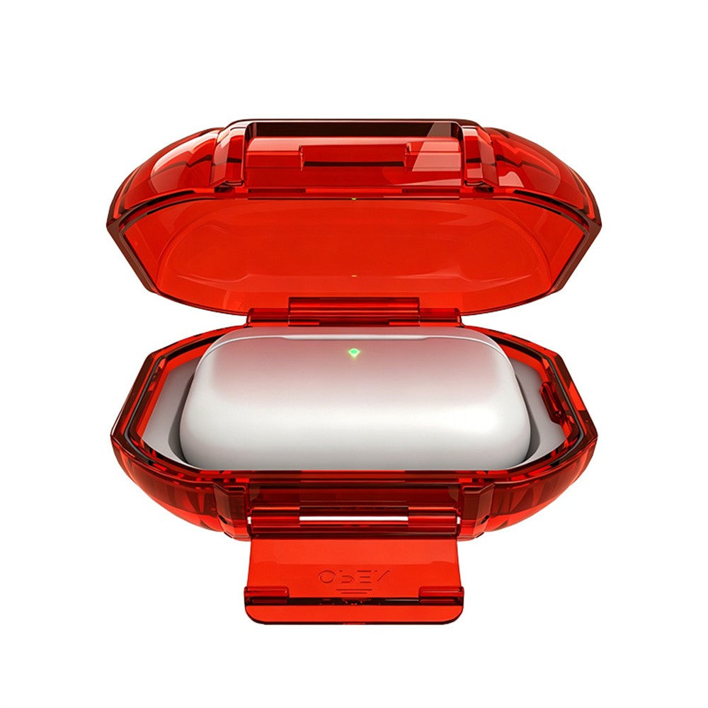 Protective Case Compatible With  AirPods Pro 3 / Pro 2 / Pro / AirPods 5 / 4 / 3 , Hard PC Magnetic Waterproof Shockproof Cover - Transparent Red