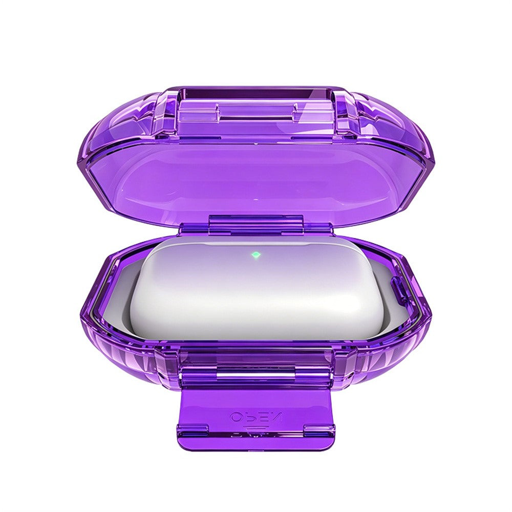 Protective Case Compatible With  AirPods Pro 3 / Pro 2 / Pro / AirPods 5 / 4 / 3 , Hard PC Magnetic Waterproof Shockproof Cover - Transparent Purple