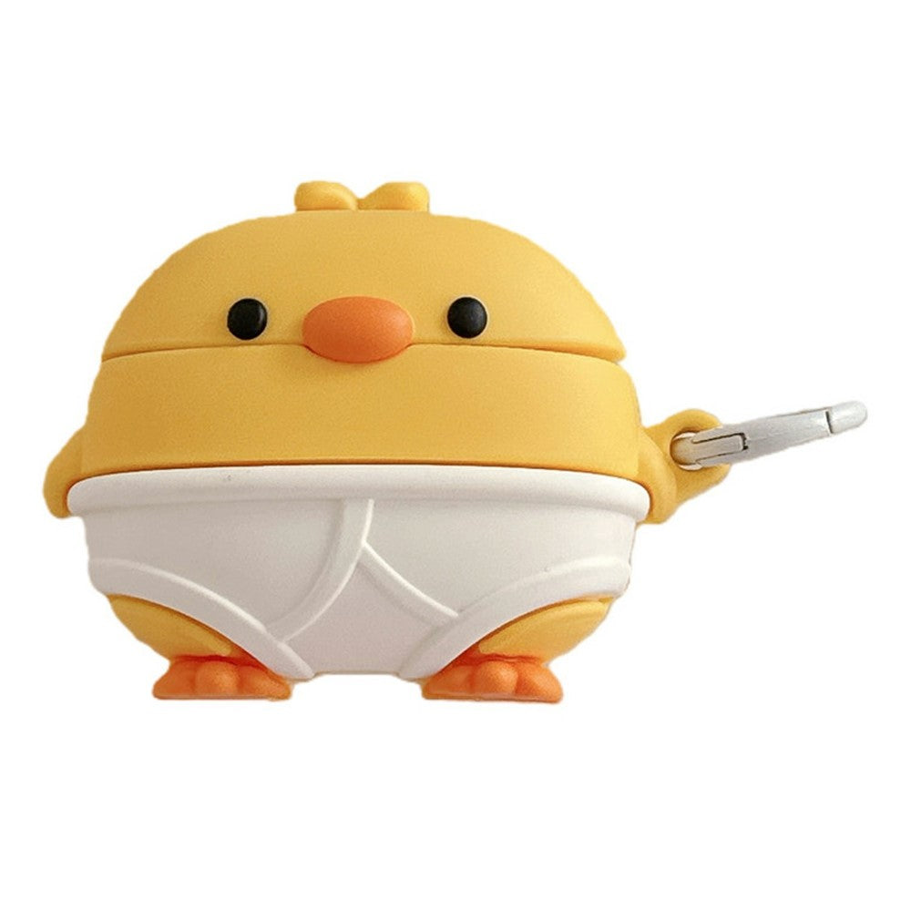 Compatible With  AirPods 5 / 4 Case Cute Little Yellow Chicken Design Silicone Protective Cover with Hanging Buckle