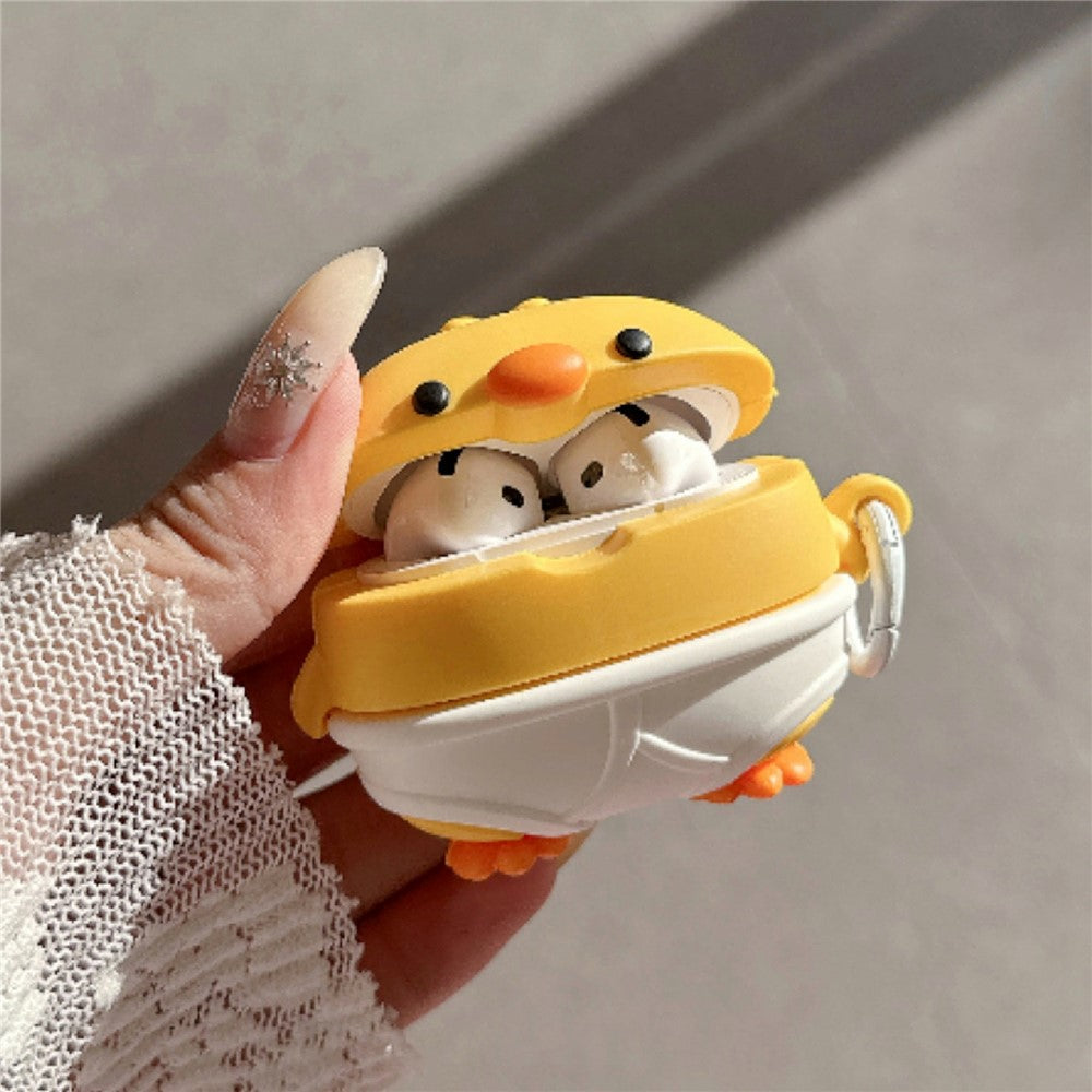 Compatible With  AirPods 5 / 4 Case Cute Little Yellow Chicken Design Silicone Protective Cover with Hanging Buckle