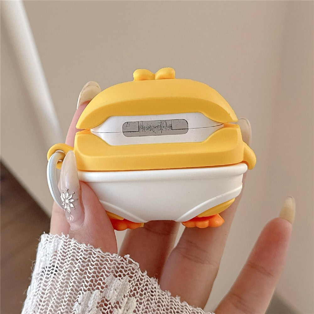 Compatible With  AirPods 5 / 4 Case Cute Little Yellow Chicken Design Silicone Protective Cover with Hanging Buckle