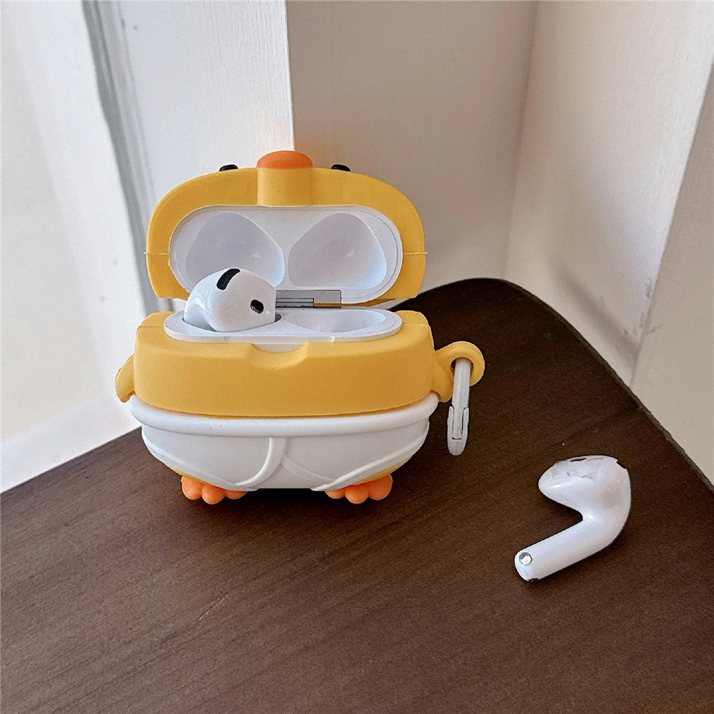 Compatible With  AirPods 5 / 4 Case Cute Little Yellow Chicken Design Silicone Protective Cover with Hanging Buckle