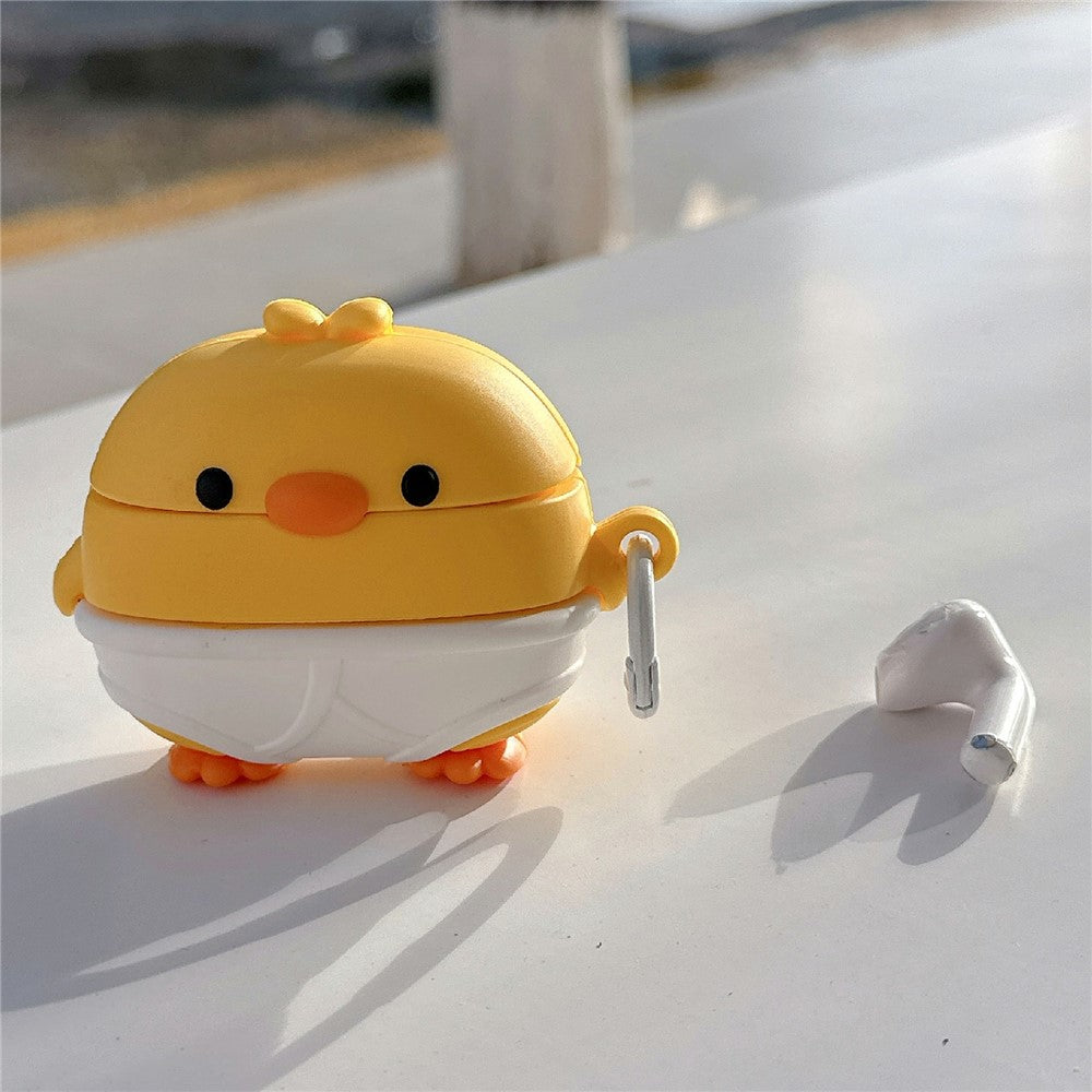 Compatible With  AirPods 5 / 4 Case Cute Little Yellow Chicken Design Silicone Protective Cover with Hanging Buckle