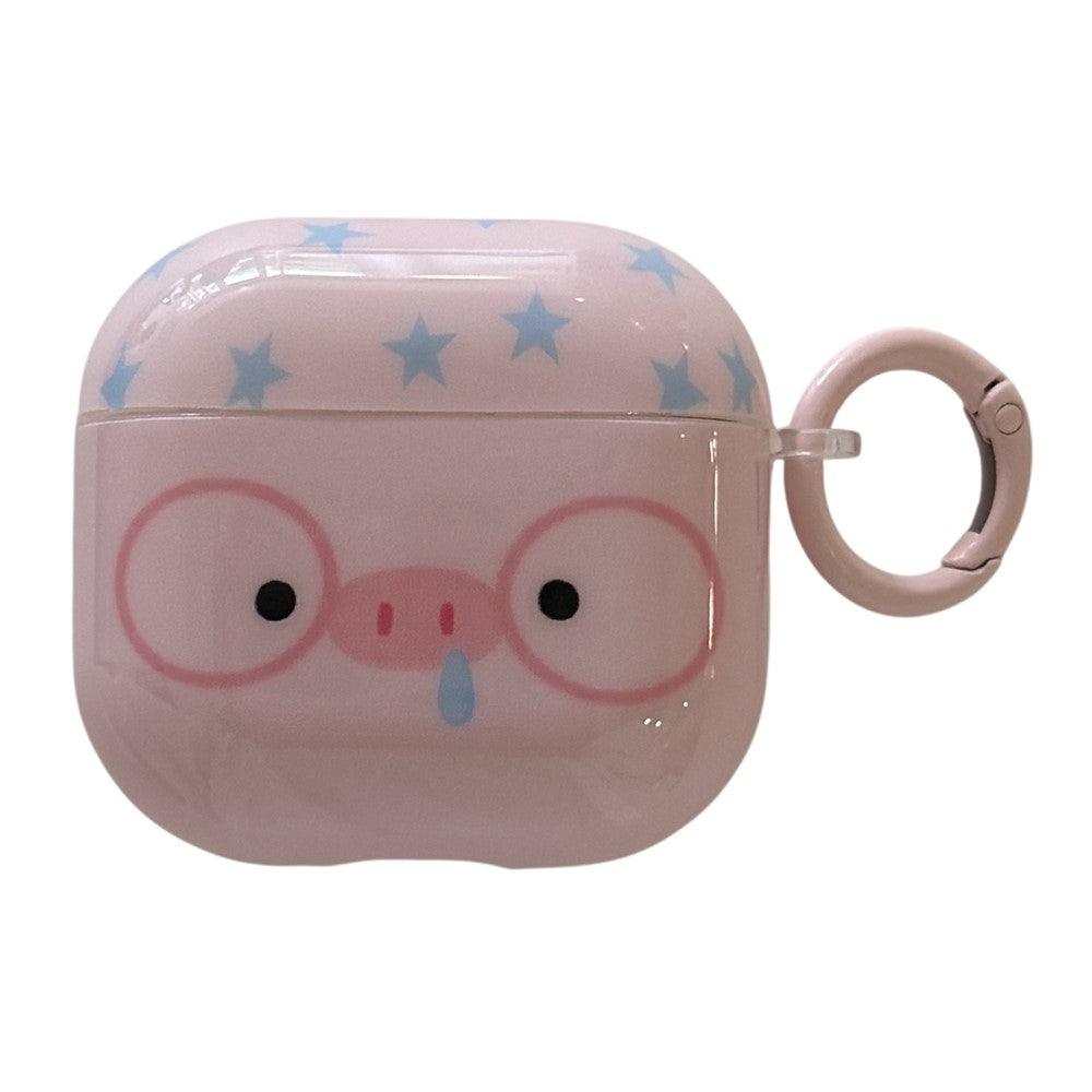 Compatible With  AirPods 5 / 4 TPU Case Cartoon Pig with Glasses Shockproof Protective Cover with Pendant and Buckle