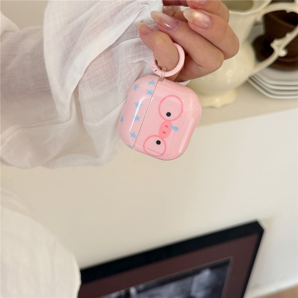 Compatible With  AirPods 5 / 4 TPU Case Cartoon Pig with Glasses Shockproof Protective Cover with Pendant and Buckle