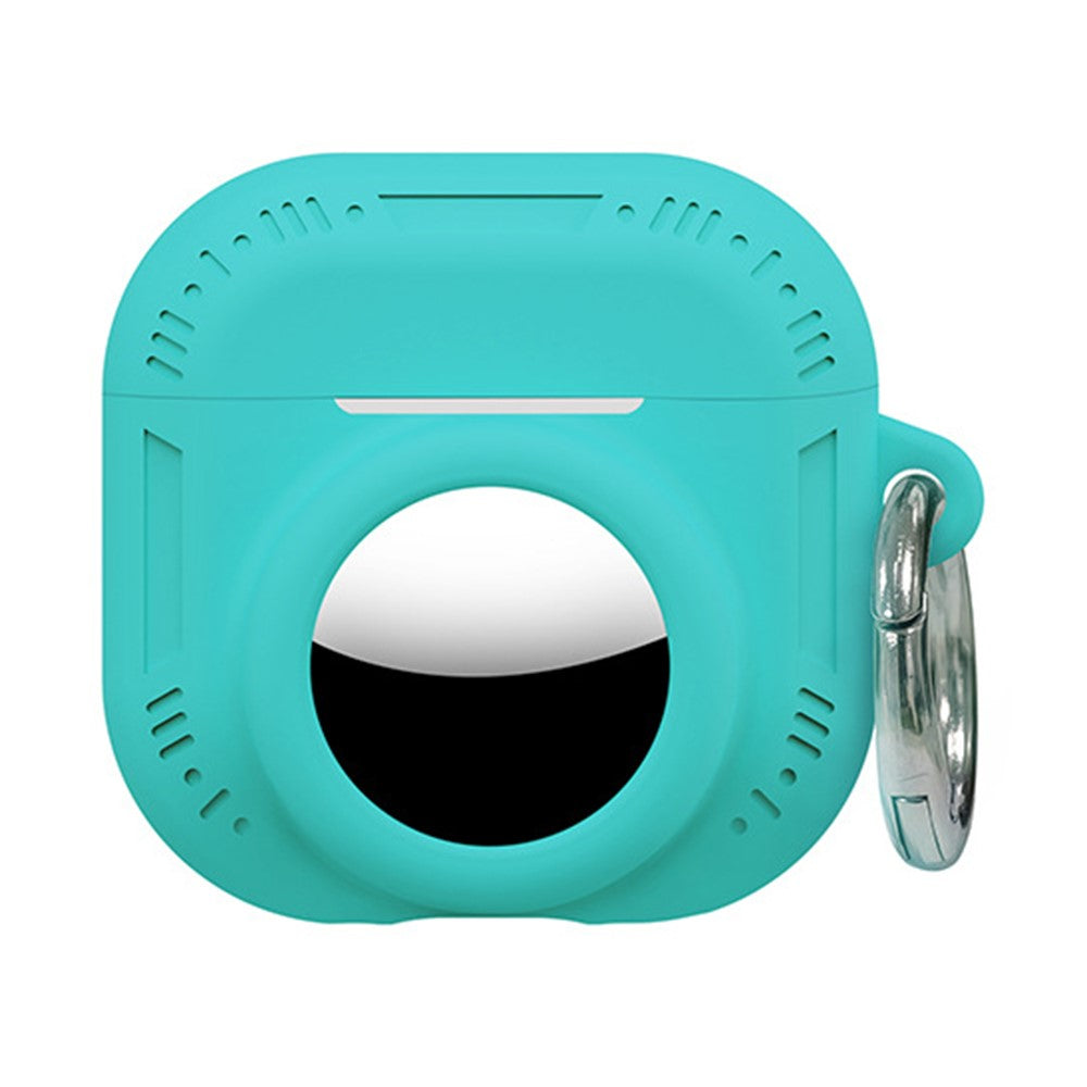 2 in 1 Silicone Case Compatible With  AirPods 5 / 4 / AirTag Anti-Drop Protective Cover with Anti-Loss Carabiner - Mint Green
