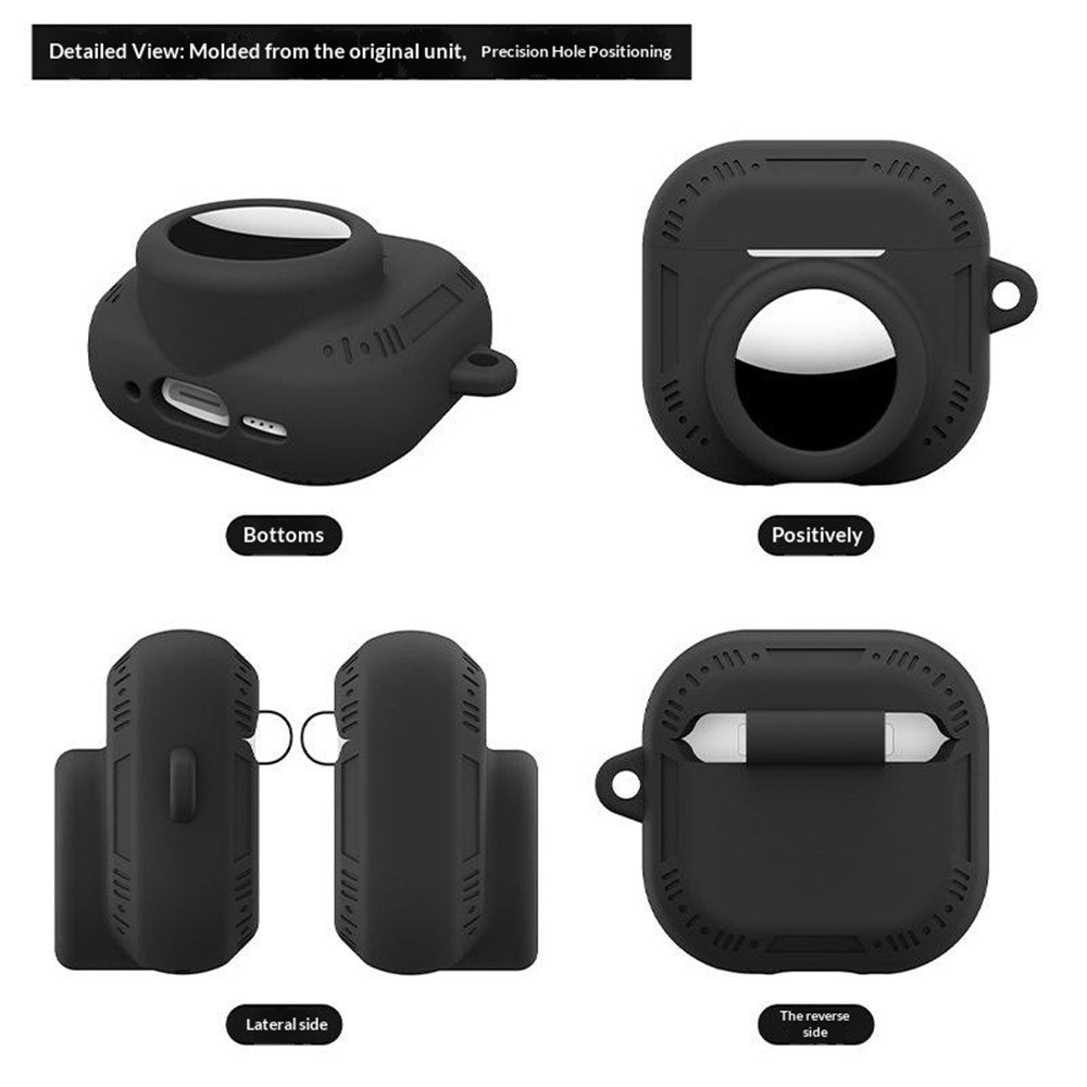 2 in 1 Silicone Case Compatible With  AirPods 5 / 4 / AirTag Anti-Drop Protective Cover with Anti-Loss Carabiner - Matcha Green