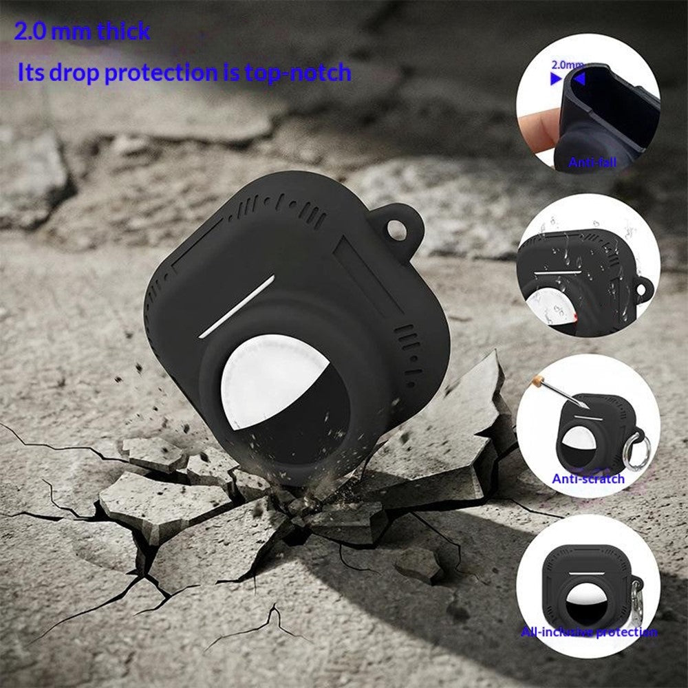 2 in 1 Silicone Case Compatible With  AirPods 5 / 4 / AirTag Anti-Drop Protective Cover with Anti-Loss Carabiner - Purple