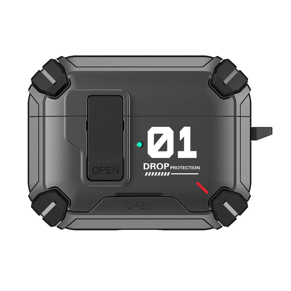 Compatible With  AirPods 5 / 4 Magnetic Earphone Case Phone Stand Numerical Design TPU + PC Shockproof Cover with Carabiner - Black 01