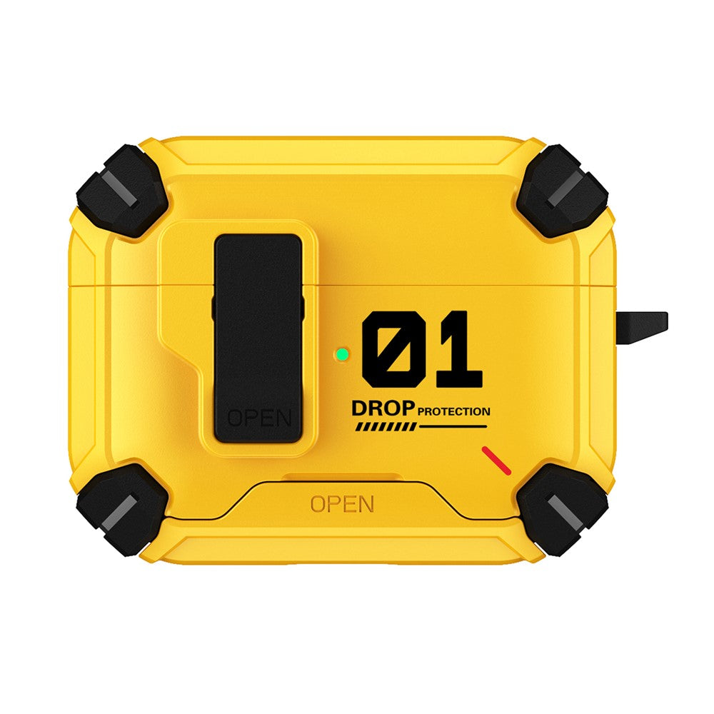 Compatible With  AirPods 5 / 4 Magnetic Earphone Case Phone Stand Numerical Design TPU + PC Shockproof Cover with Carabiner - Yellow 01