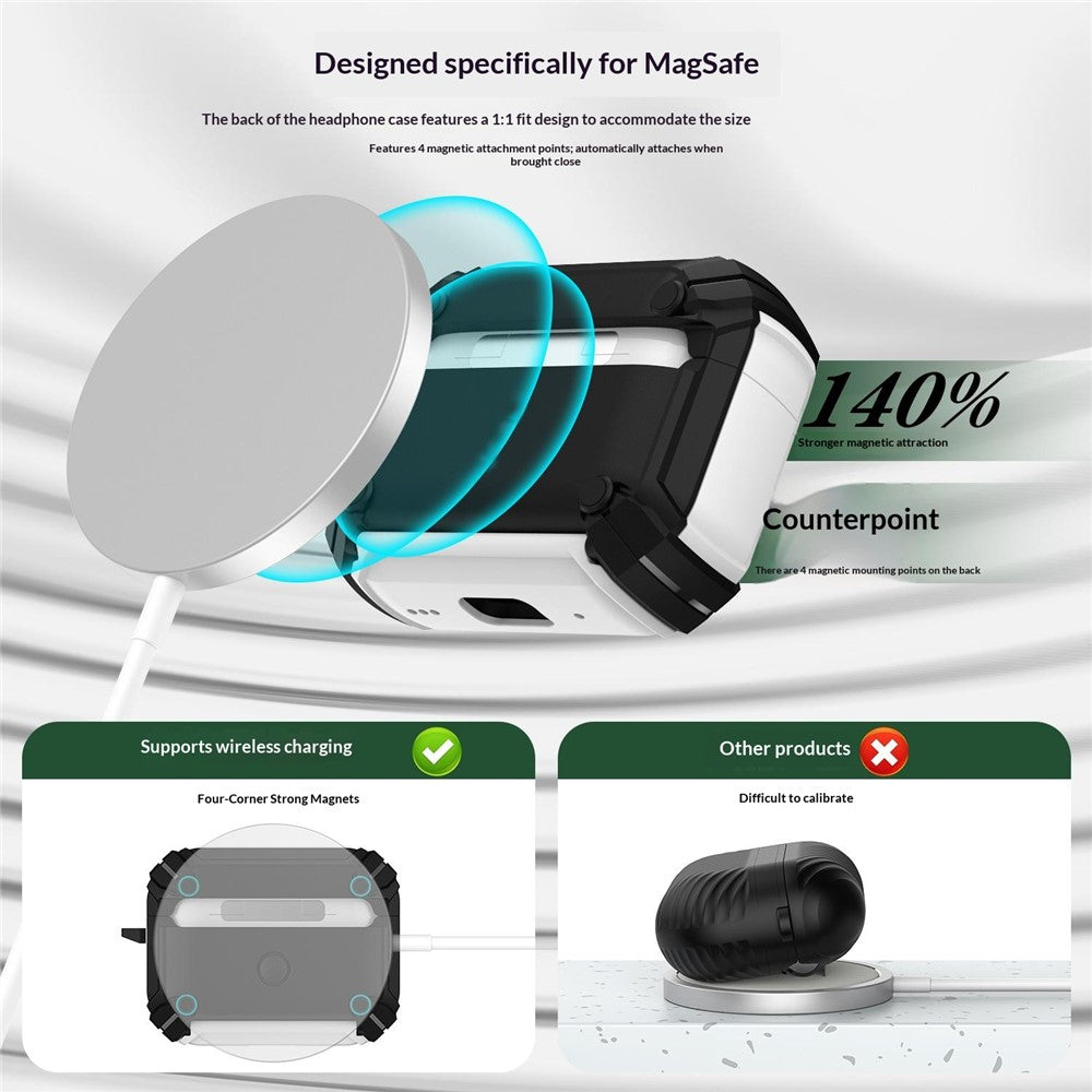 Compatible With  AirPods 5 / 4 Magnetic Earphone Case Phone Stand Numerical Design TPU + PC Shockproof Cover with Carabiner - Yellow 01
