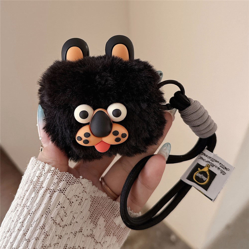 Compatible With  AirPods 5 / 4 Plush Case Cartoon Dog TPU Earphone Cover with Hand Strap - Style B