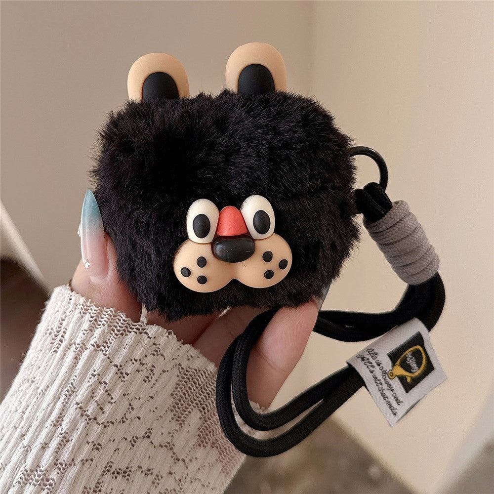 Compatible With  AirPods 5 / 4 Plush Case Cartoon Dog TPU Earphone Cover with Hand Strap - Style A