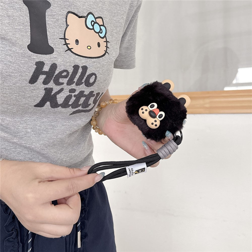 Compatible With  AirPods 5 / 4 Plush Case Cartoon Dog TPU Earphone Cover with Hand Strap - Style A