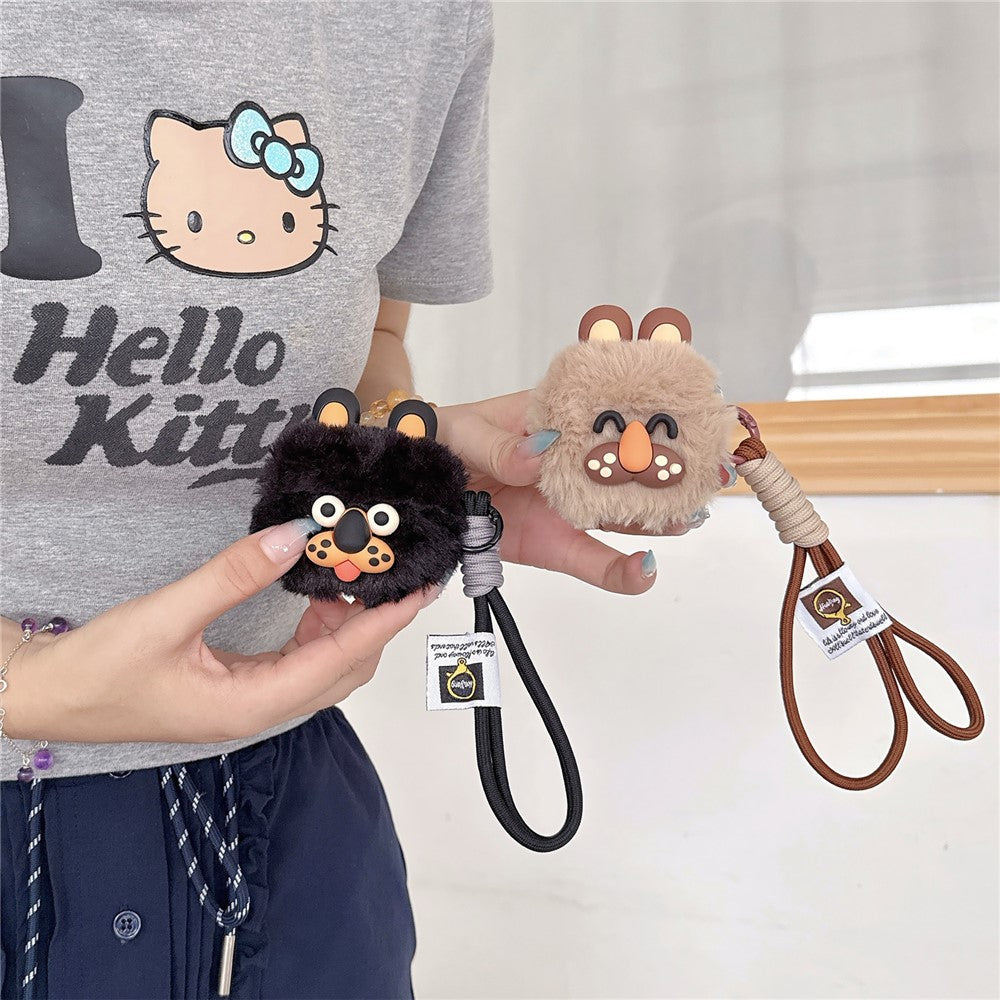 Compatible With  AirPods 5 / 4 Plush Case Cartoon Dog TPU Earphone Cover with Hand Strap - Style A