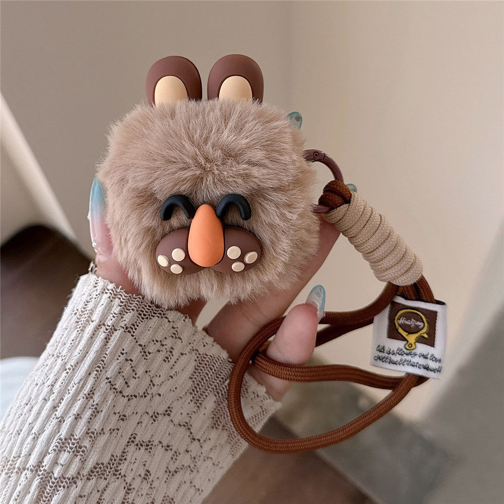 Compatible With  AirPods 5 / 4 Plush Case Cartoon Dog TPU Earphone Cover with Hand Strap - Style C